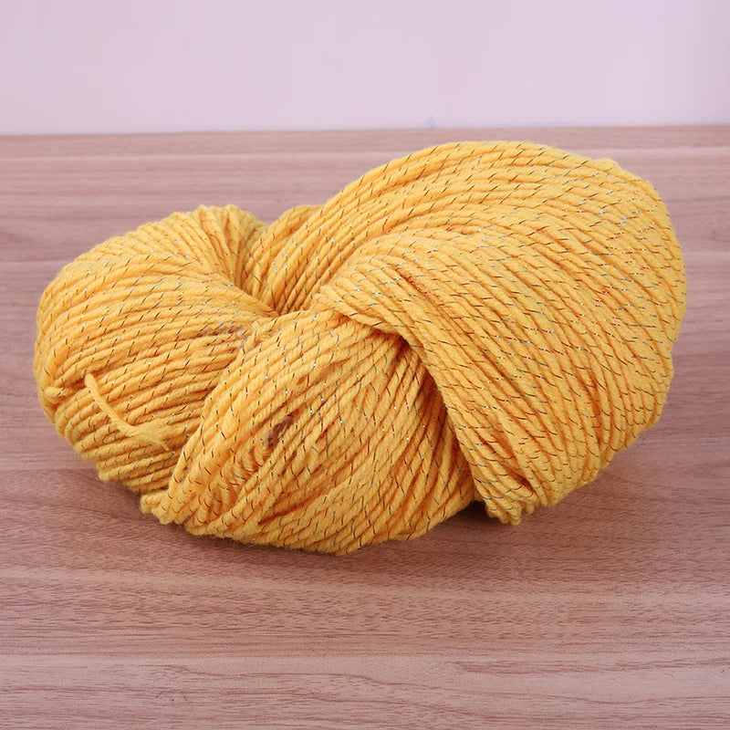 190g Colorful Gold Silk Acrylic Yarn – Medium Thick Shiny DIY Weaving Yarn