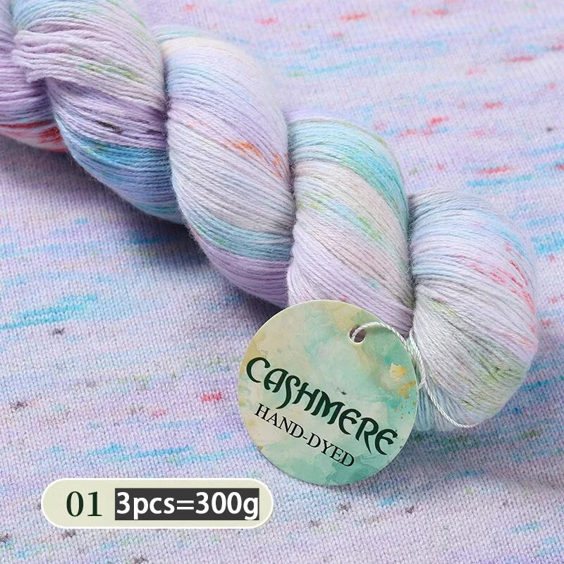 Light Luxury Hand-Dyed Cashmere Yarn – Medium-Thick Rainbow Gradient Yarn for Sweaters, Scarves & Winter Wear