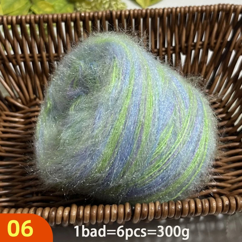 300g Soft Long-Haired Yarn Set – 6-Piece Fluffy Yarn for Knitting & DIY Projects