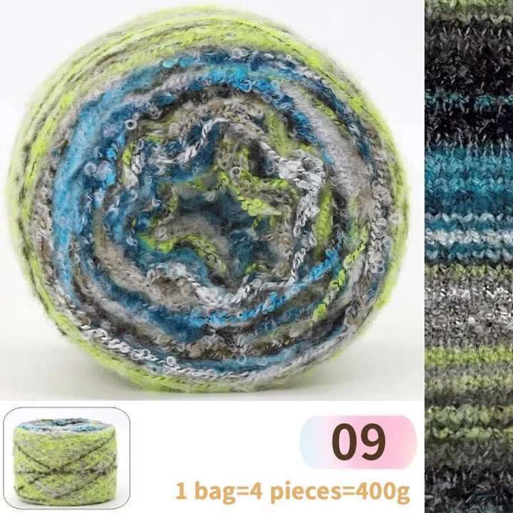 400g Rainbow Oil Painting Gradient Wool Yarn (4 Balls) – Long Color Gradient Yarn for Sweaters, Hats & Scarves