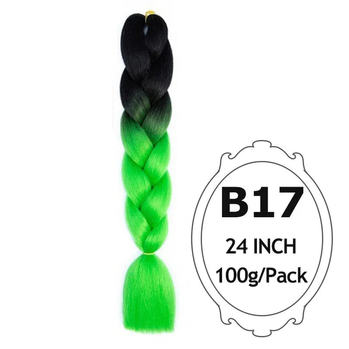24" Pink Jumbo Braiding Hair – Yaki Texture Synthetic Bulk Extensions (Purple/Red/Green Options)