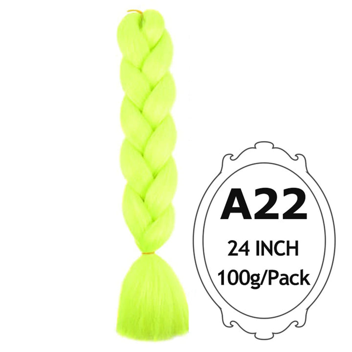 24" Pink Jumbo Braiding Hair – Yaki Texture Synthetic Bulk Extensions (Purple/Red/Green Options)
