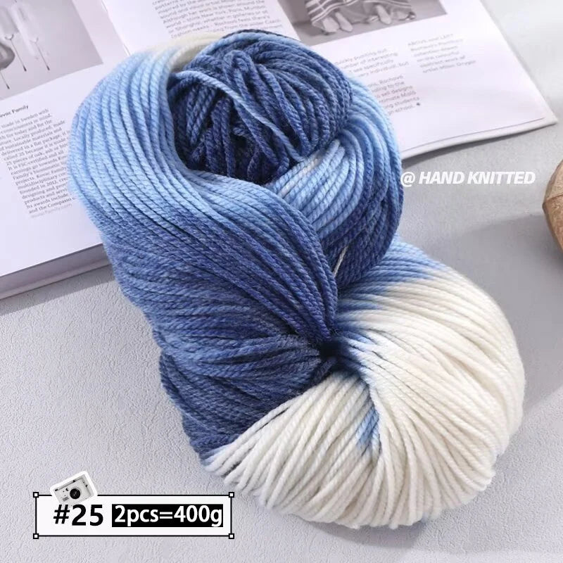 400g Hand-Dyed Chunky Alpaca Yarn (2 Skeins) – Gradient Rainbow Wool Yarn for Sweaters, Scarves & Hats