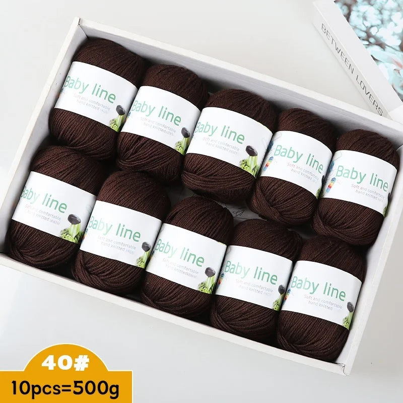 500g Soft Medium-Thick Knitting Yarn Set (10 Pieces) – Cozy Yarn for Sweaters, Hats, Scarves & Crochet Projects