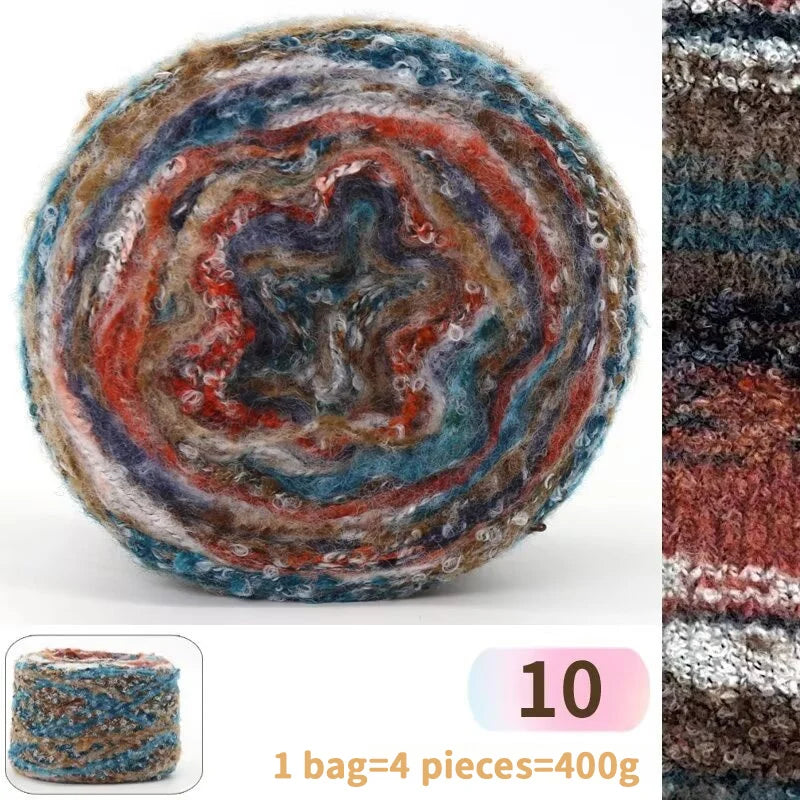 400g Rainbow Oil Painting Gradient Wool Yarn (4 Balls) – Long Color Gradient Yarn for Sweaters, Hats & Scarves