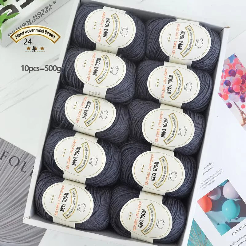 500g 2112 Medium-Fine Wool Yarn – Soft DIY Knitting Yarn for Sweaters, Jackets, Scarves, Hats & Handmade Crafts (10pcs Bag)