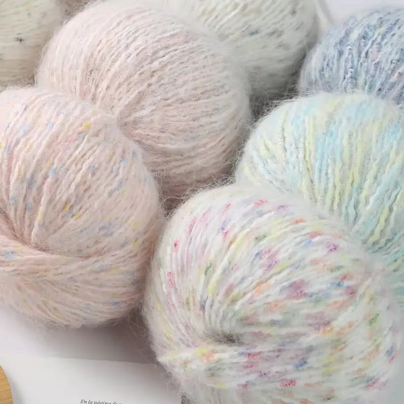 150g Colorful Dot Alpaca Mohair Yarn (3 Pieces) – Gradient Rainbow Knitting Yarn for Sweaters, Shawls, Hats & Scarves