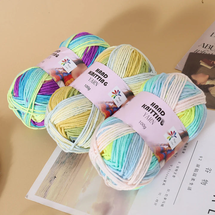 High-Quality 7-Strand Gradient Yarn – Medium-Thick Multi-Colored Yarn for Sweaters, Hats, Scarves & DIY Crafts