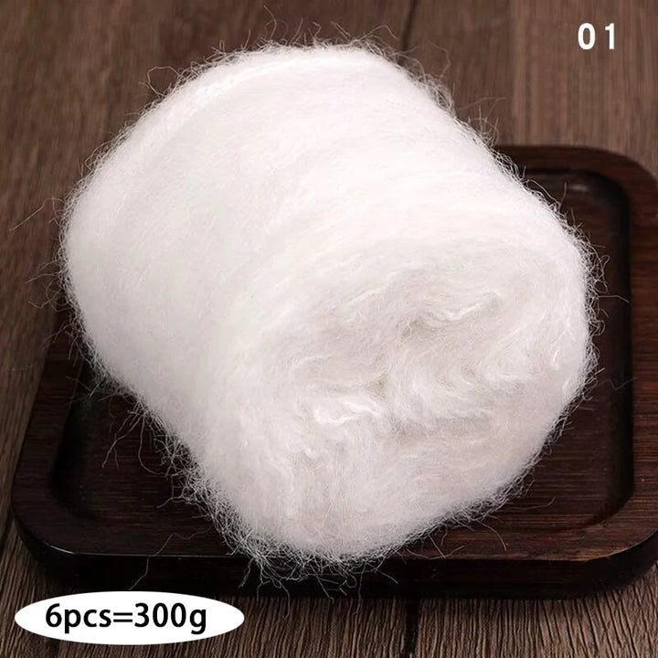 300g Long Wool & Mohair Yarn – Soft Fluffy Knitting Yarn for Sweaters, Shawls & Fashion Wear (6 Pieces/Bag)