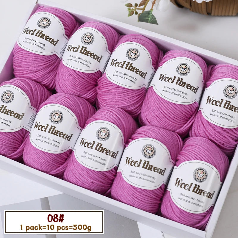 500g Fine Wool Knitting Yarn – Soft Handmade Yarn for Sweaters, Scarves, Hats & DIY Crafts (10 Skeins)