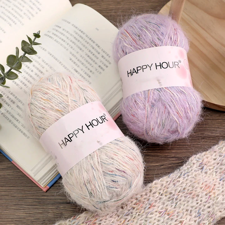 Mixed-Color Long-Haired Mohair Yarn – Fashionable Fluffy Knitting Yarn for Sweaters & Crafts