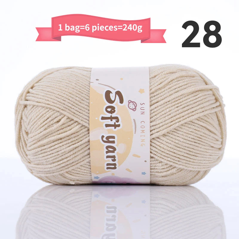 240g Medium-Thin Combed Yarn – Soft DIY Knitting & Crochet Yarn Balls (6 Pieces / Pack)
