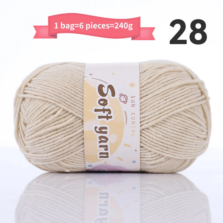 240g Medium-Thin Combed Yarn – Soft DIY Knitting & Crochet Yarn Balls (6 Pieces / Pack)