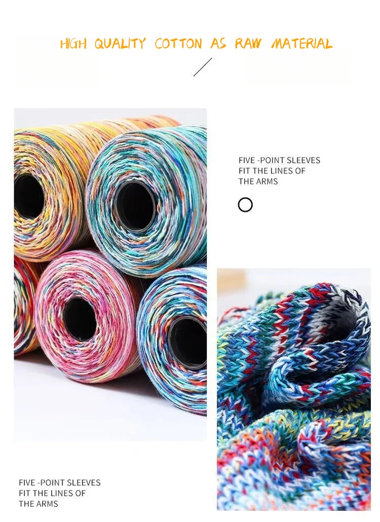 300g 100% Cotton Rainbow Section-Dyed Yarn – Retro Knitting Yarn for Sweaters, Scarves, Hats & DIY Accessories