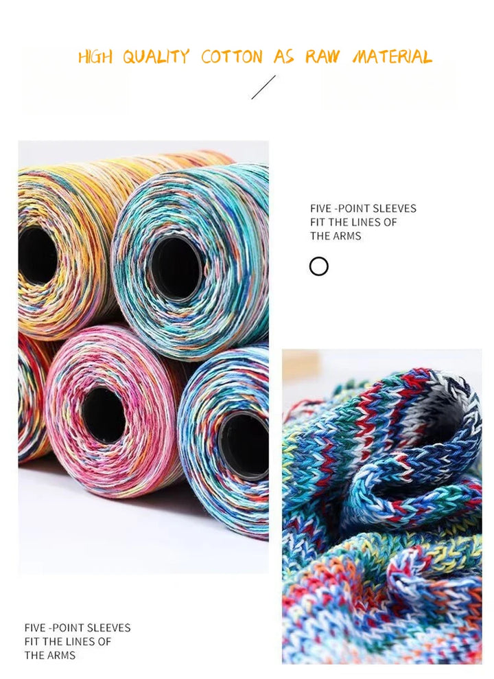 300g 100% Cotton Rainbow Section-Dyed Yarn – Retro Knitting Yarn for Sweaters, Scarves, Hats & DIY Accessories