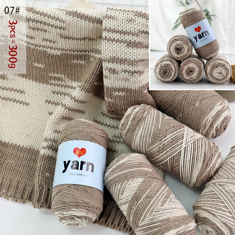 300g Rainbow Gradient Acrylic Yarn Set (3 Pieces) – Medium-Thick Knitting Yarn for Sweaters, Scarves, Hats & DIY Crafts