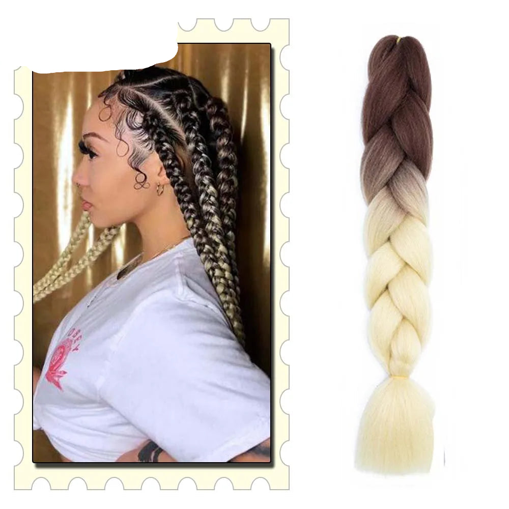 Braided hair extensions with a model 