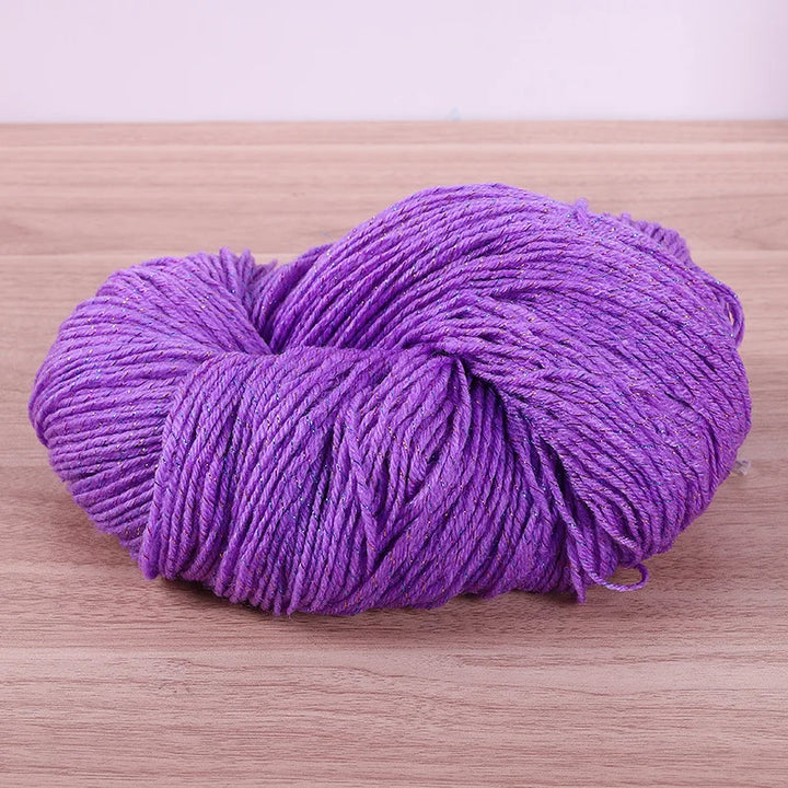 190g Colorful Gold Silk Acrylic Yarn – Medium Thick Shiny DIY Weaving Yarn