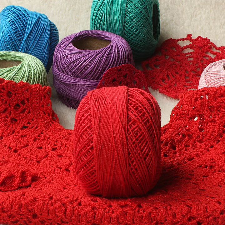 No. 3 Pearl Lace Cotton Thread (4 Pack / 200g) – Fine Hand-Knitting & Crochet Yarn for Shawls, Hats & Summer Outwear