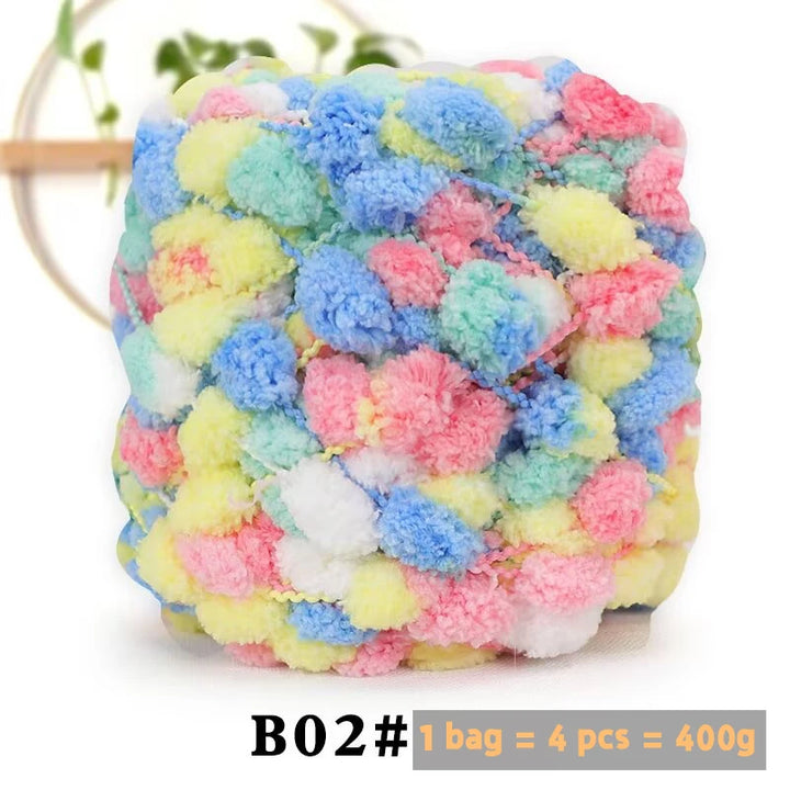 Super Soft Bean Yarn – Plush Polyester Chunky Yarn for Blankets, Cushions, Hats & DIY Crafts (400g, 4pcs Pack)