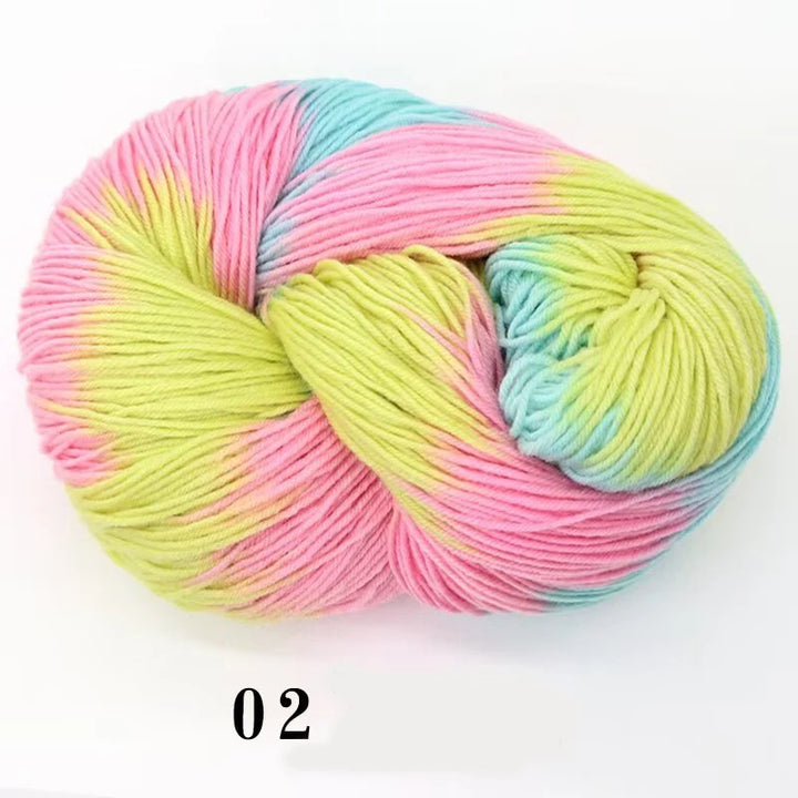Segment-Dyed Rainbow Wool Yarn – Colorful Knitting Yarn for Sweaters, Scarves, Hats & Gloves
