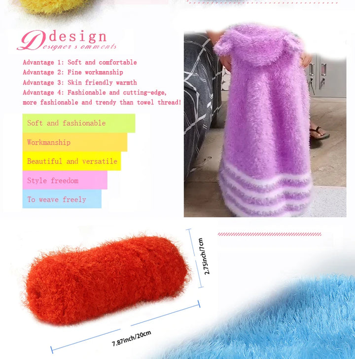 490g Imitation Fur Eyelash Yarn – Thick Roving Yarn for Sweaters, Shawls, Blankets & Cushions