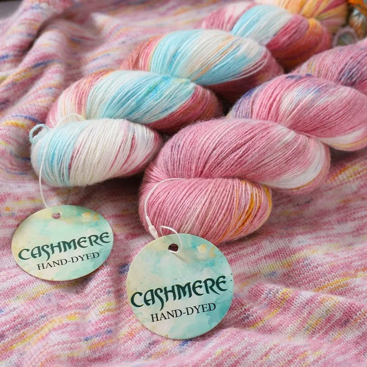 Light Luxury Hand-Dyed Cashmere Yarn – Medium-Thick Rainbow Gradient Yarn for Sweaters, Scarves & Winter Wear