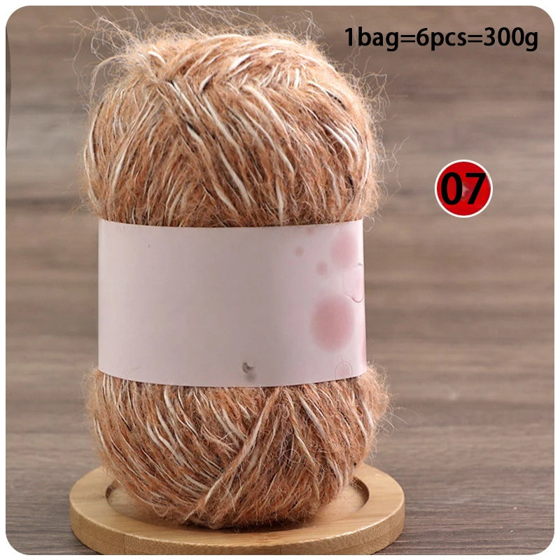 Mixed-Color Long-Haired Mohair Yarn – Fashionable Fluffy Knitting Yarn for Sweaters & Crafts