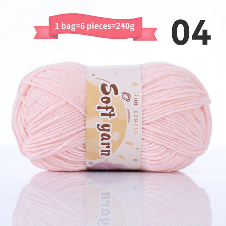 240g Medium-Thin Combed Yarn – Soft DIY Knitting & Crochet Yarn Balls (6 Pieces / Pack)