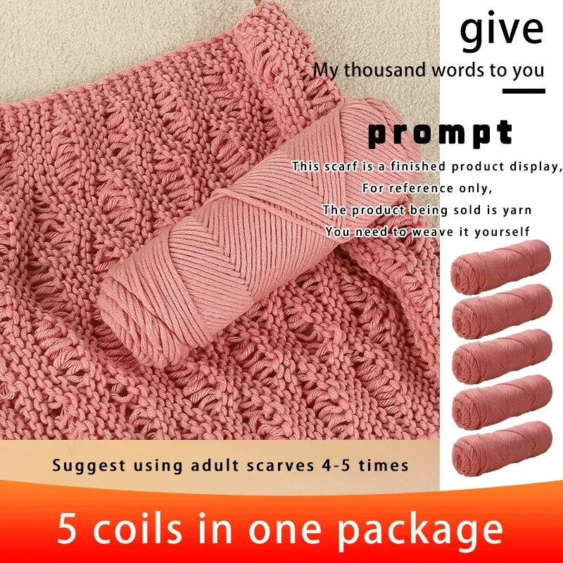 5PCS Valentine’s Milk Cotton Yarn Set – Soft Thick Knitting Yarn for DIY Scarves, Hats & Handmade Crafts