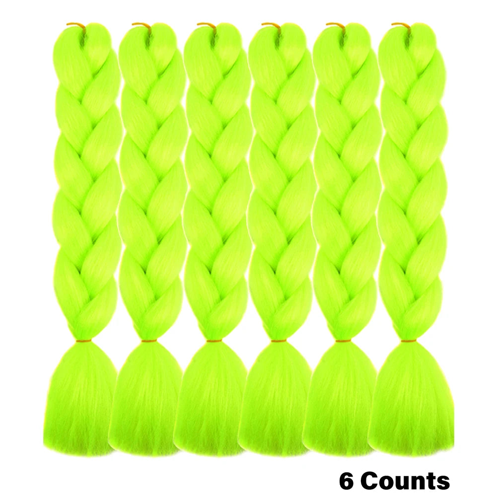 Ombre Crochet Braiding Hair – 6 Packs Synthetic Colorful Extensions for Women & Girls | High-Temperature Fiber