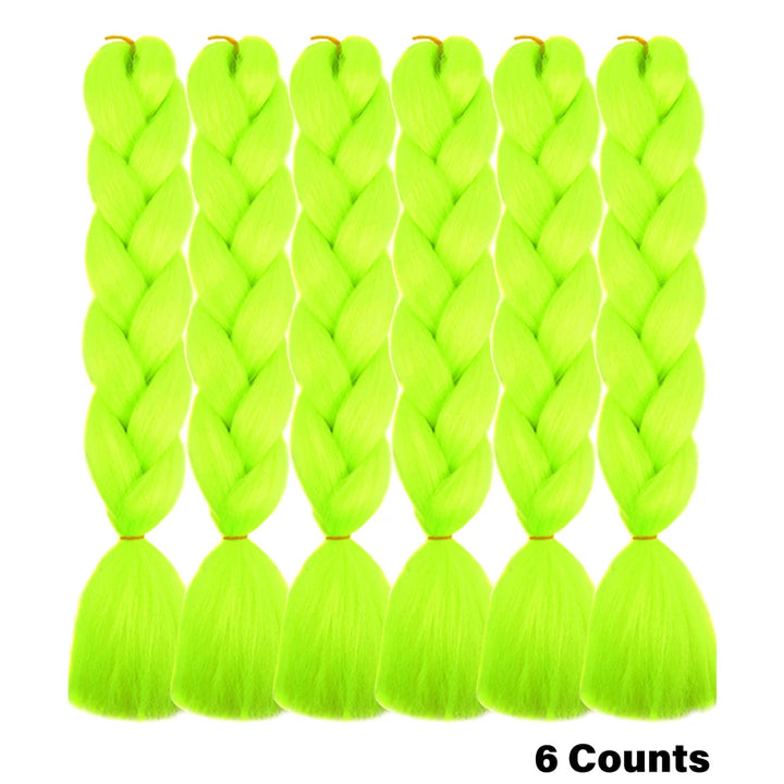 Ombre Crochet Braiding Hair – 6 Packs Synthetic Colorful Extensions for Women & Girls | High-Temperature Fiber