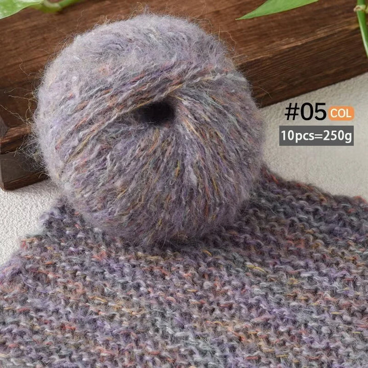 250g Colorful Mohair Alpaca Yarn Set (10 Pieces) – Soft Medium-Thick Yarn for Sweaters, Coats, Shawls & DIY Crafts