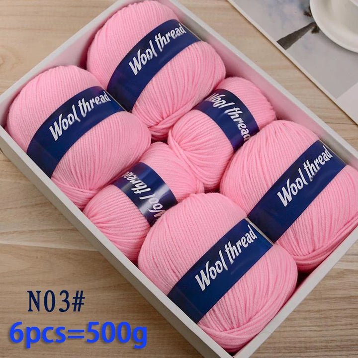 500g Fine Wool & Sheep Cashmere Yarn – Soft Warm Knitting Yarn (6 Pieces/Pack)