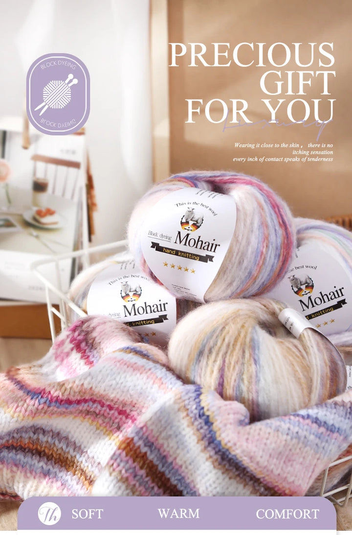 Gradient Zebra Pattern Yarn Balls (6 Pack / 300g) – Colorful Knitting Yarn for Sweaters, Shawls, Scarves & DIY Crafts