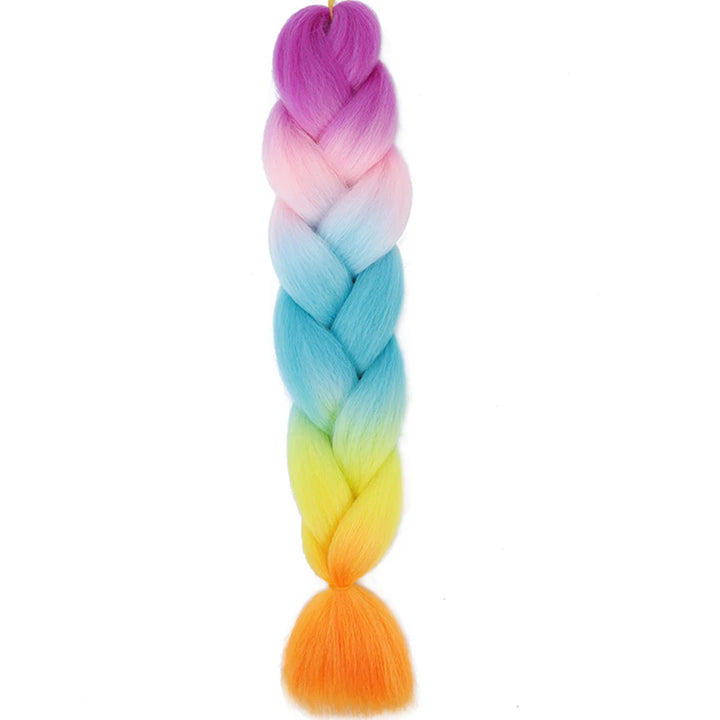 24 Inch Jumbo Box Braids Extensions – Synthetic Braiding Hair for Children (Pink, Purple, Yellow, Gray)
