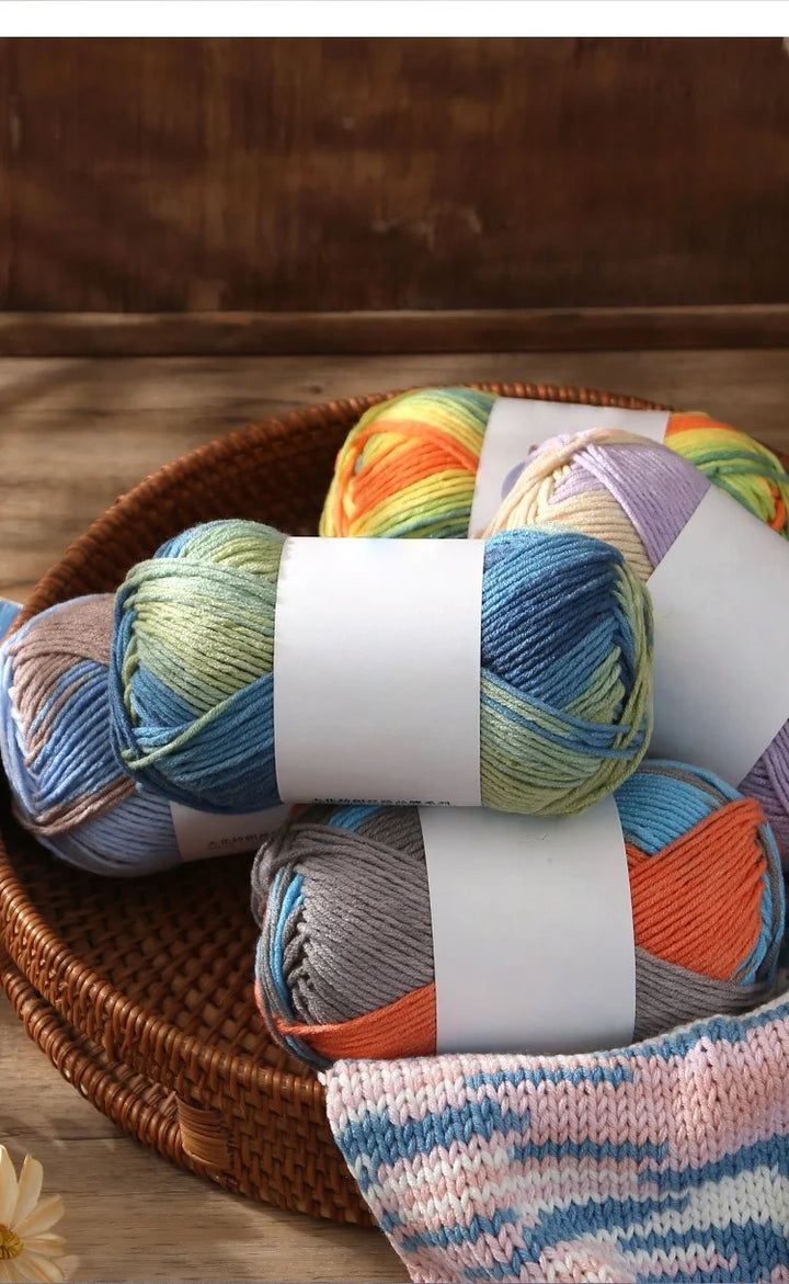 Colorful 6-Strand Gradient Yarn – Segment-Dyed Floral Pattern Yarn for Handmade Crafts