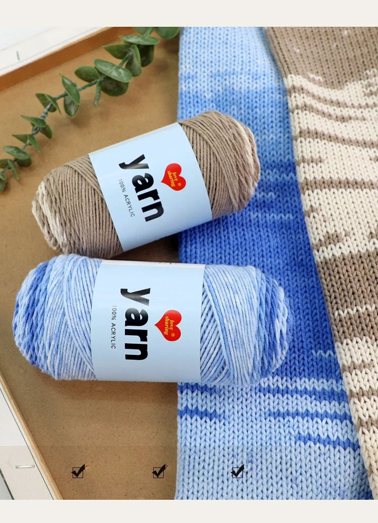 300g Rainbow Gradient Acrylic Yarn Set (3 Pieces) – Medium-Thick Knitting Yarn for Sweaters, Scarves, Hats & DIY Crafts