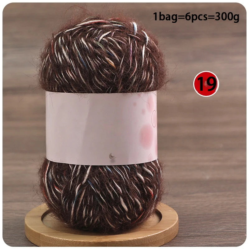 Mixed-Color Long-Haired Mohair Yarn – Fashionable Fluffy Knitting Yarn for Sweaters & Crafts