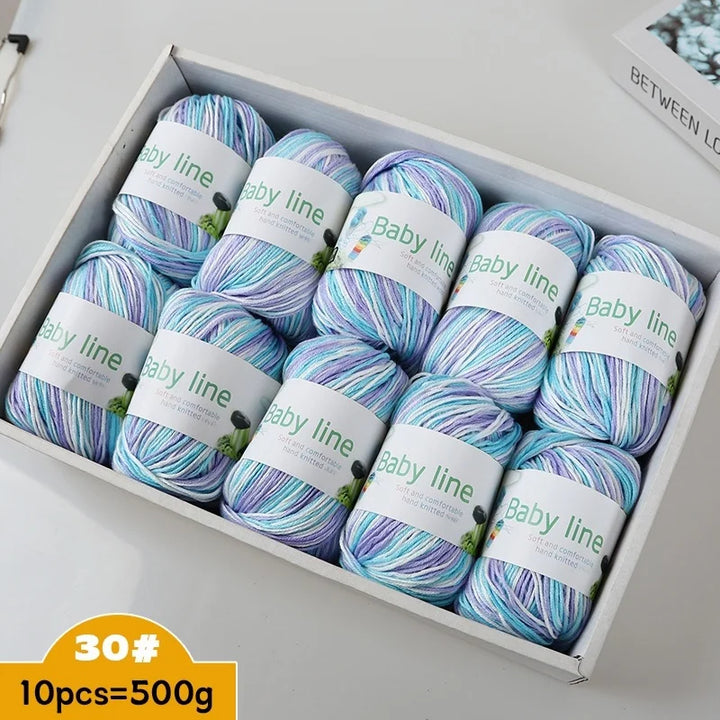 500g Soft Medium-Thick Knitting Yarn Set (10 Pieces) – Cozy Yarn for Sweaters, Hats, Scarves & Crochet Projects