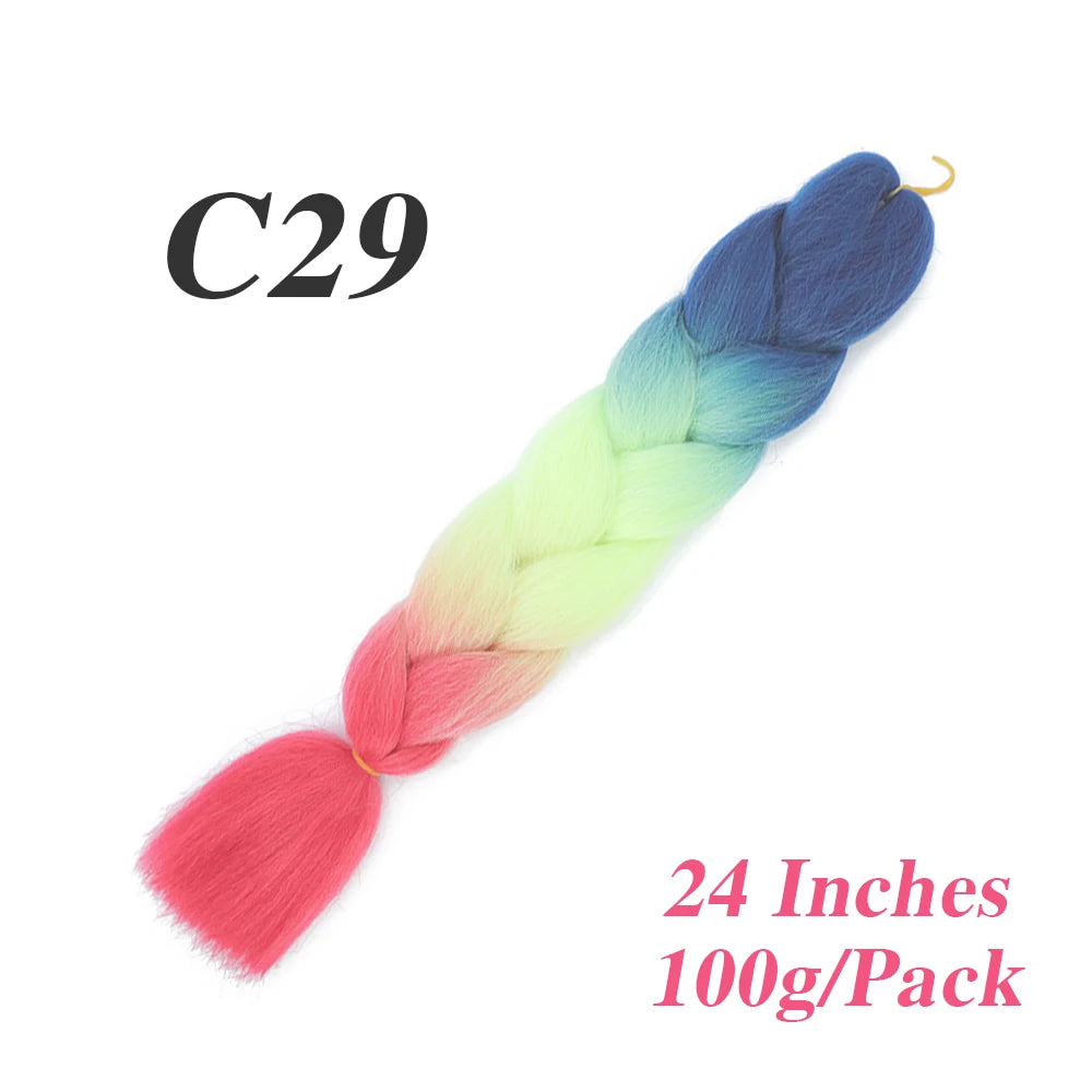 24 Inch Jumbo Braiding Hair – Afro Ombre Synthetic Extensions for Children’s Braids (100g) 33