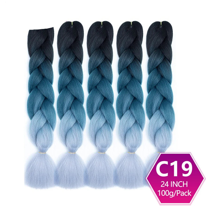 Set of braided hair extensions with gradient color 