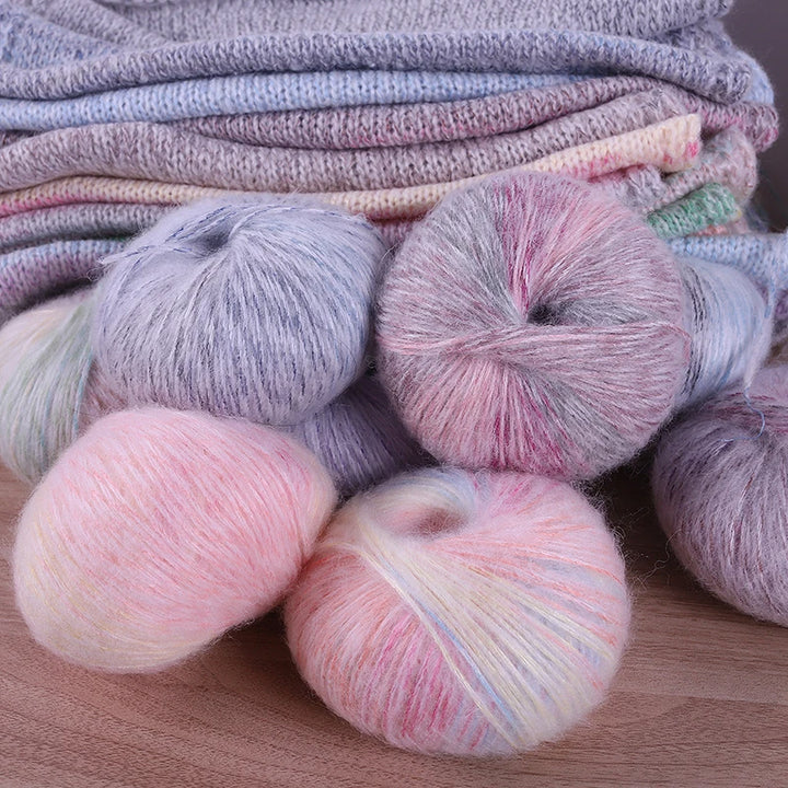 300g Gradient Alpaca Mohair Yarn Set (6 Pieces) – Soft Lightweight Knitting Yarn for Sweaters, Shawls, Hats & Scarves
