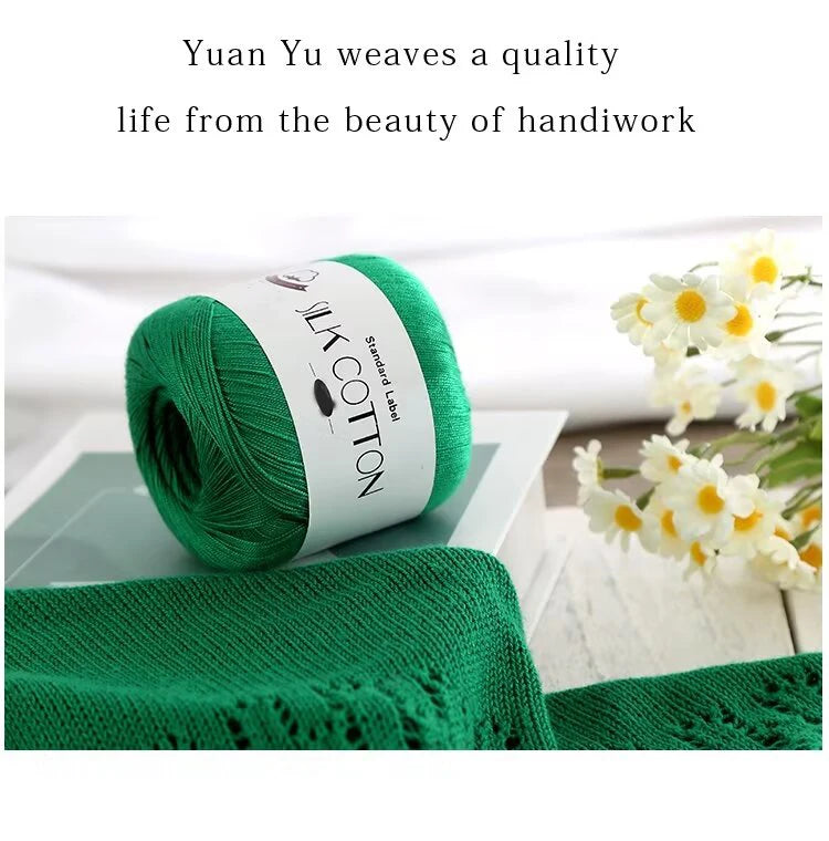 200g Pure Silk Cotton Thread – 100% Cotton Fine Yarn for Hand-Knitted Shawls, Sweaters & Hats