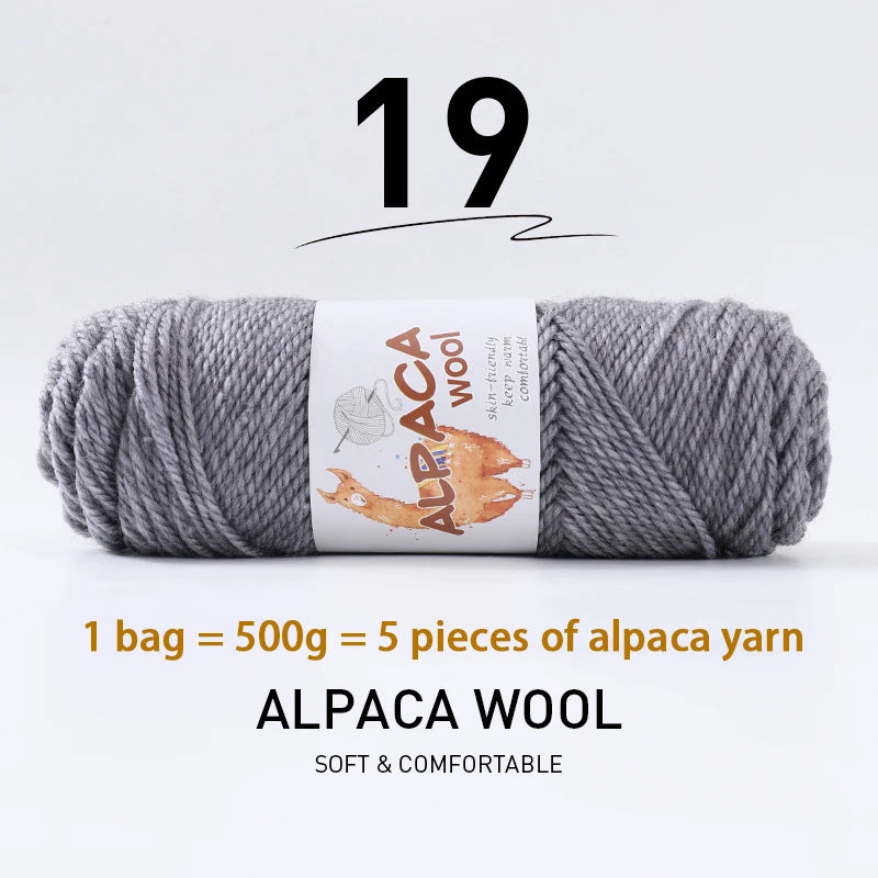 500g Thick Alpaca Wool Yarn Set (5 Skeins) – Soft Warm Knitting Yarn for Sweaters, Scarves, Hats & Winter Crafts