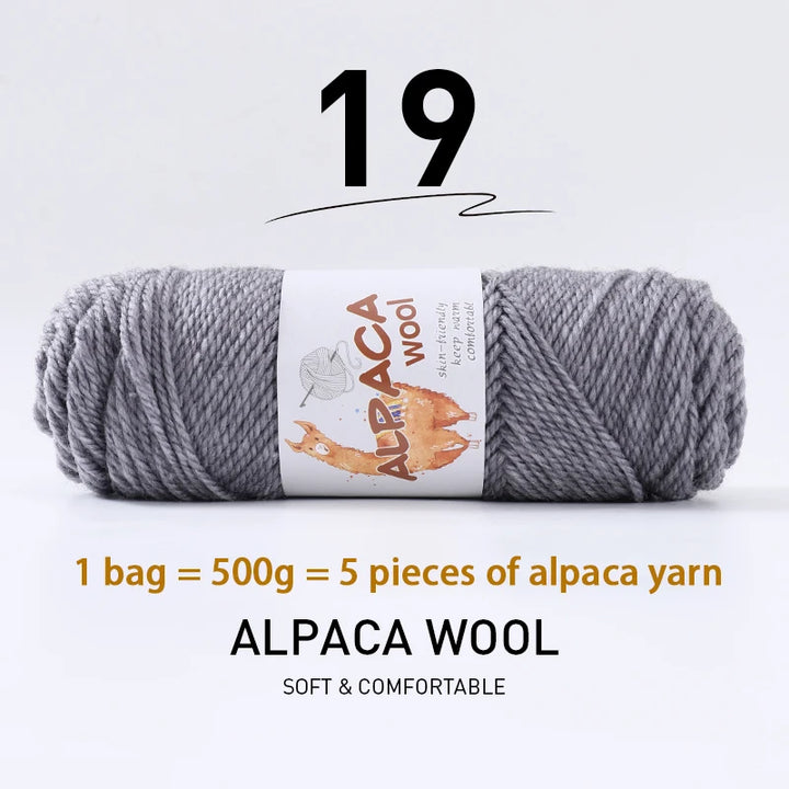 500g Thick Alpaca Wool Yarn Set (5 Skeins) – Soft Warm Knitting Yarn for Sweaters, Scarves, Hats & Winter Crafts