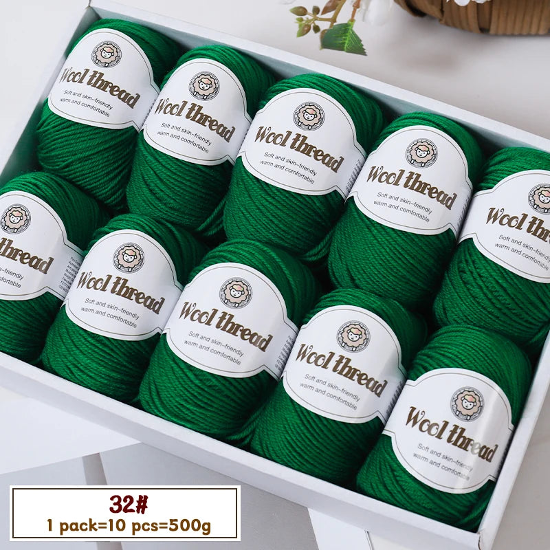 500g Fine Wool Knitting Yarn – Soft Handmade Yarn for Sweaters, Scarves, Hats & DIY Crafts (10 Skeins)
