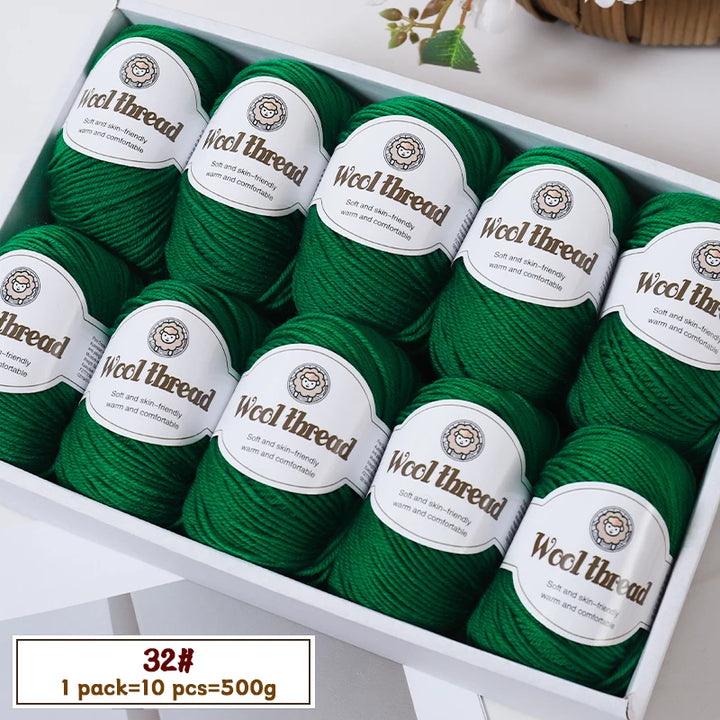 500g Fine Wool Knitting Yarn – Soft Handmade Yarn for Sweaters, Scarves, Hats & DIY Crafts (10 Skeins)