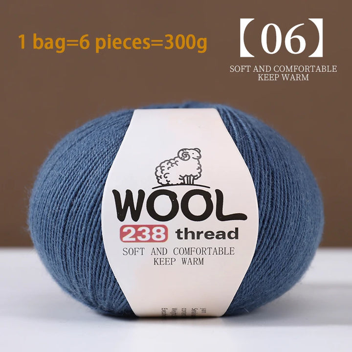 300g 100% Fine Wool Yarn Set – Soft Knitting Yarn for Sweaters, Scarves, Hats & DIY Crafts (6pcs Pack)