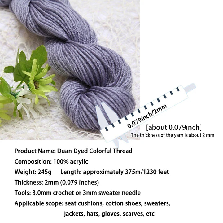 245g Medium-Thick Handmade Knitting Yarn – Multi-Purpose Yarn for Sweaters, Hats & Accessories